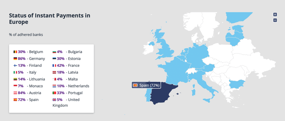 Instant payments in Spain.Map-Dos Aguas